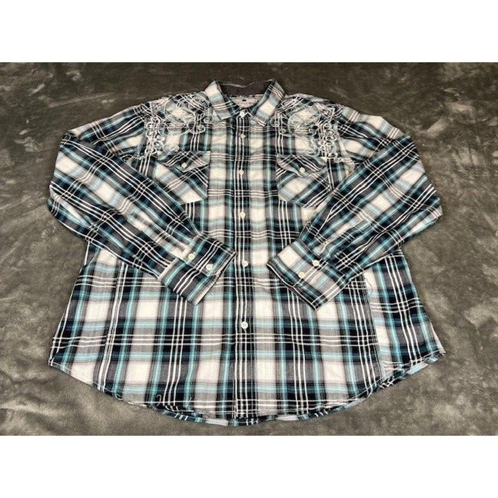 Pop Icon Clothing Men's Embroidered Button Up Long Sleeve Shirt Size XL